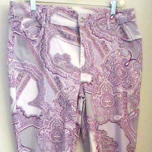 Chico's Women's Purple Paisley Jeggings, Straight Leg, Size 14R / Chico's 2.5R